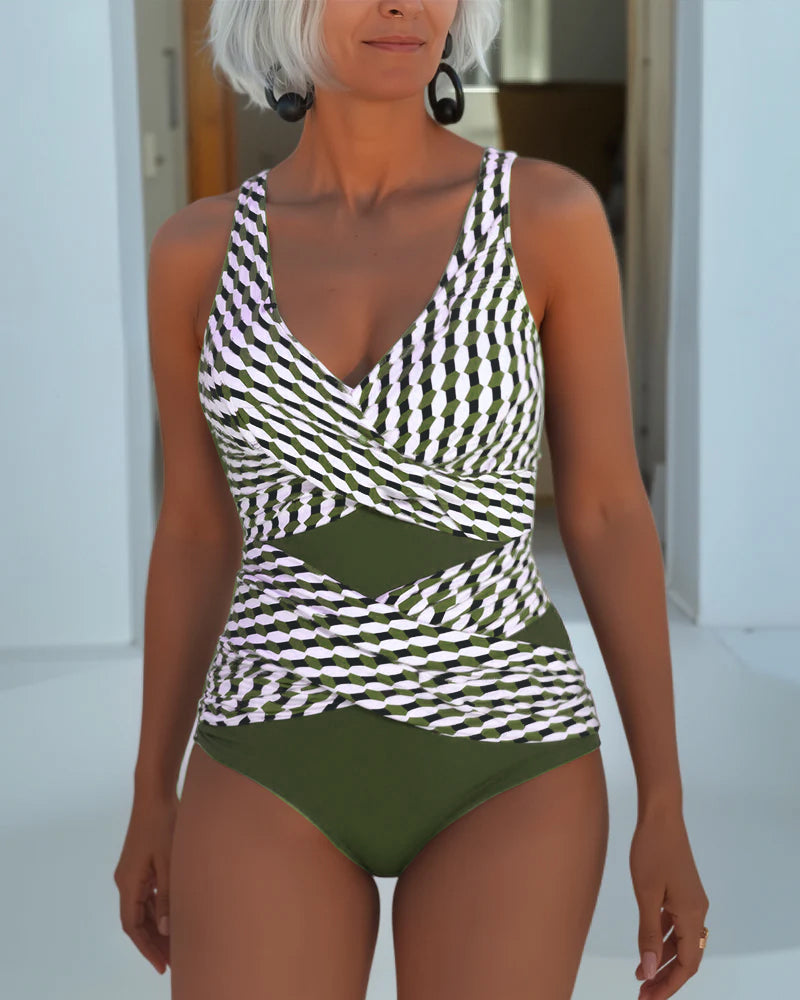 Qianmei | Cross-Design Swimsuit for Casual Resort Wear
