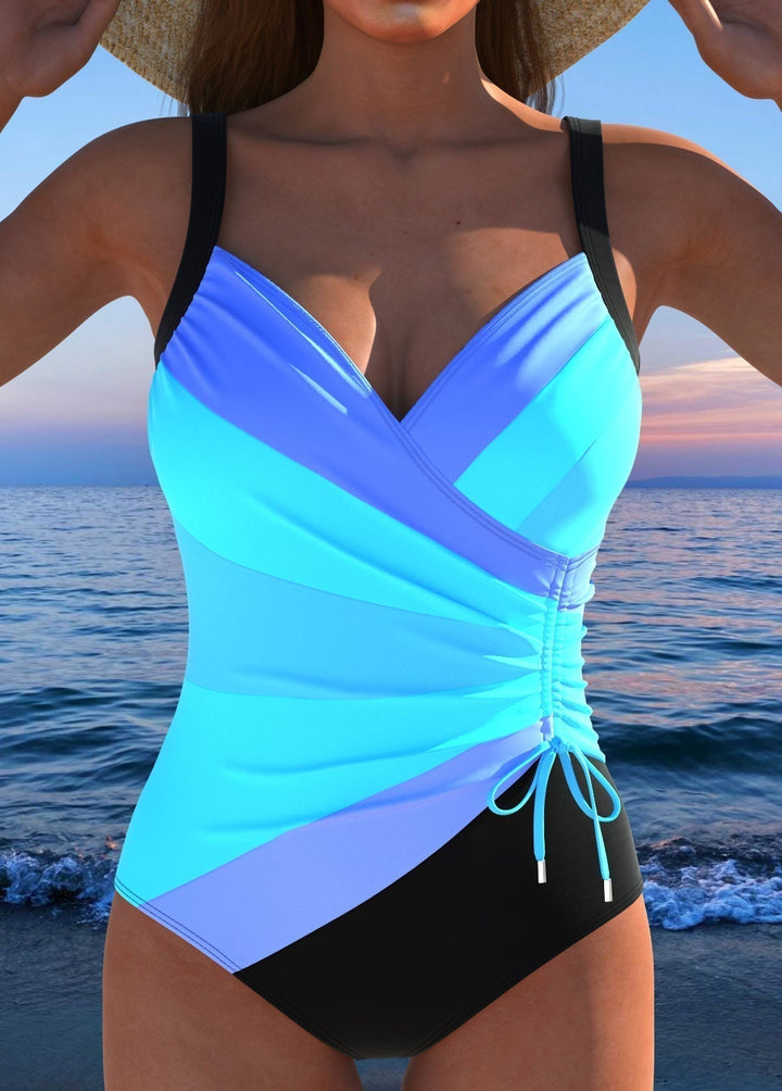 Eshlyn | Luxury swimsuit with crossover neckline and multicolor print