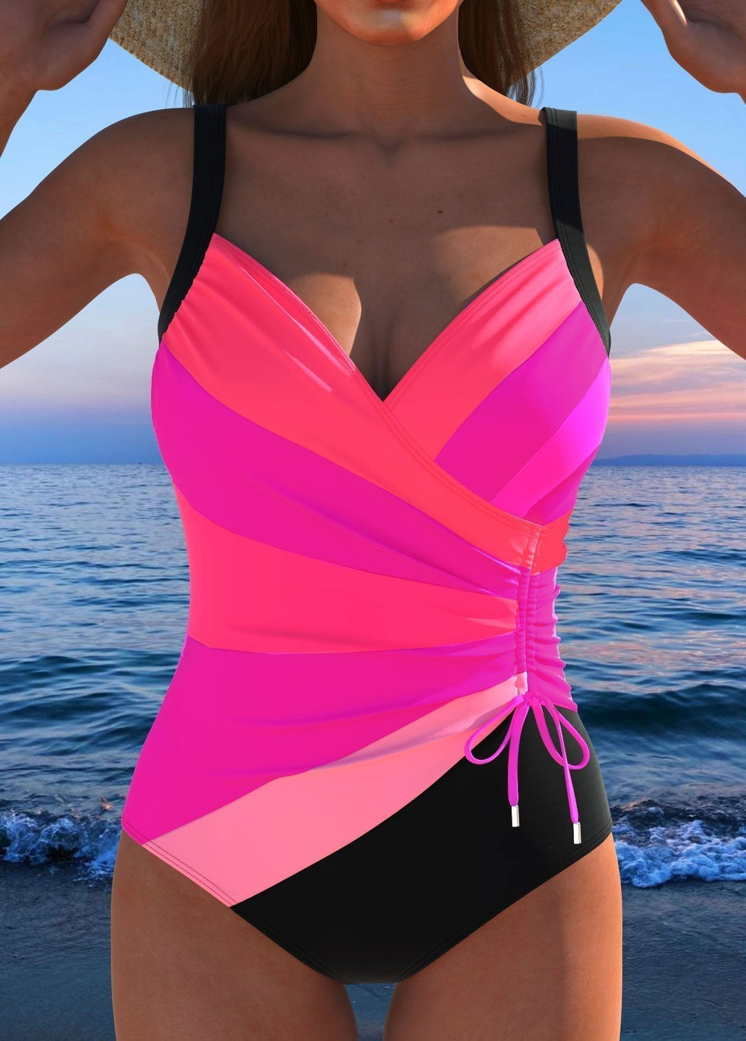 Eshlyn | Luxury swimsuit with crossover neckline and multicolor print
