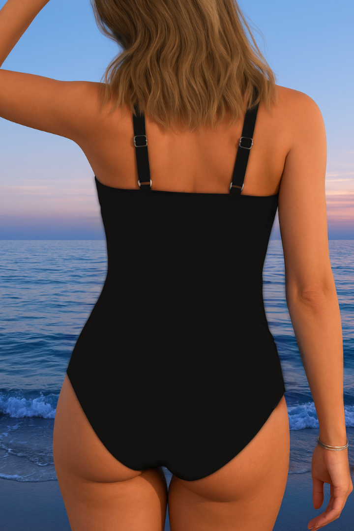Eshlyn | Luxury swimsuit with crossover neckline and multicolor print